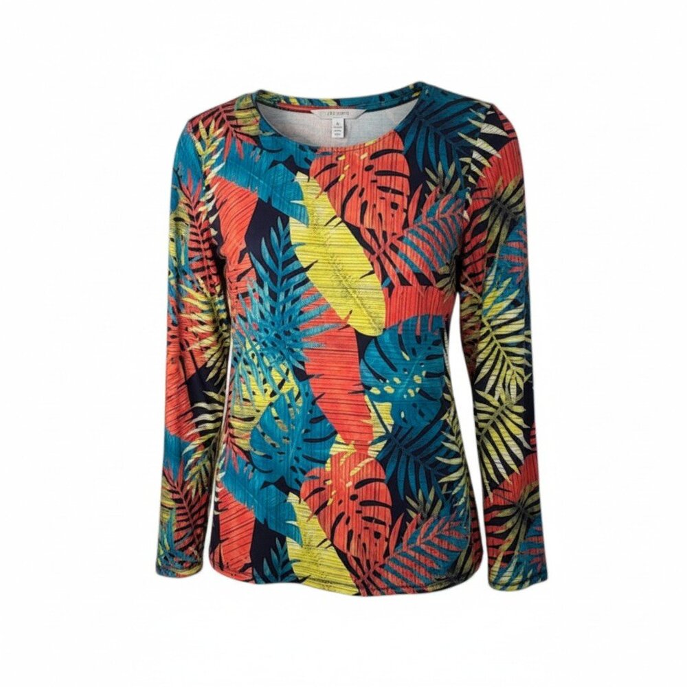 LL BEAN Women's SunSmart UPF 50+ Sun Shirt Tropical Size M Reg